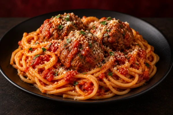 Pasta w/ 3 Pcs Meatballs