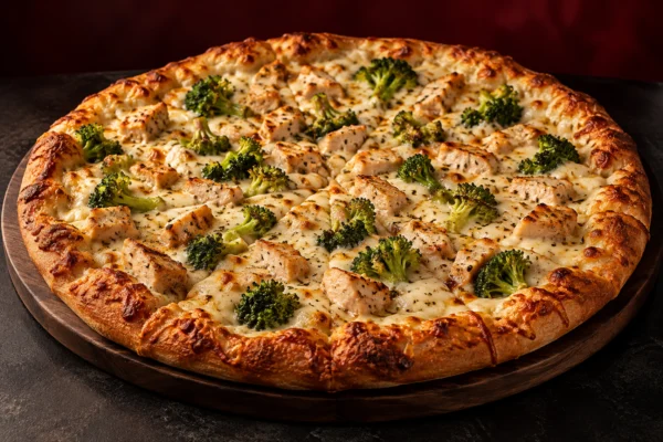 Chicken Alfredo Broccoli Pizza