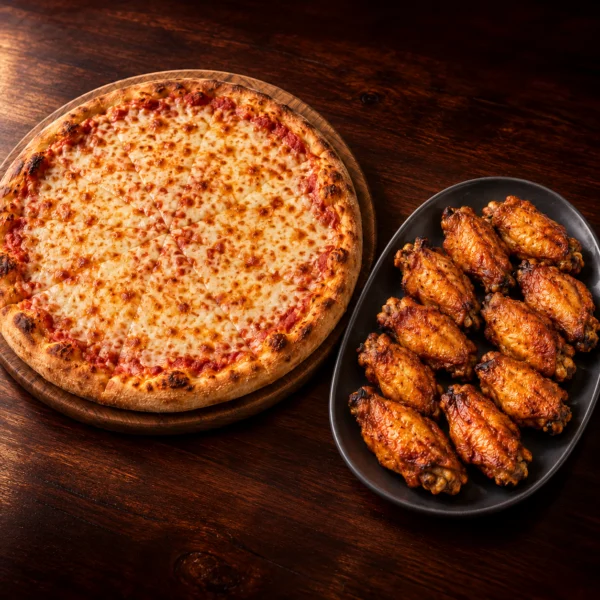 Large Cheese Pizza + 10 Chicken Wings Special